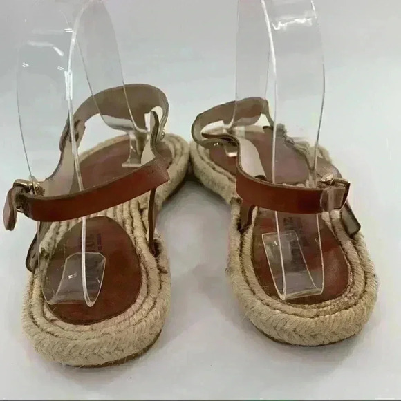Anna Luz sandals size 6 37 tan gold leather t-strap Espadrilles beach resort - Picture 5 of 13